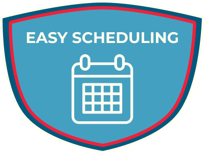 easy scheduling for professional carpet cleaning badge