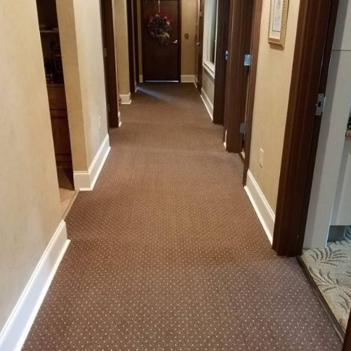 dental office hall way after a commercial carpet cleaning