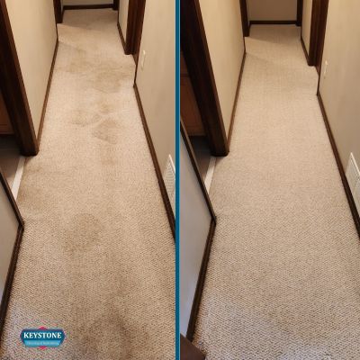 hallway before and after getting a carpet cleaning in dacula ga
